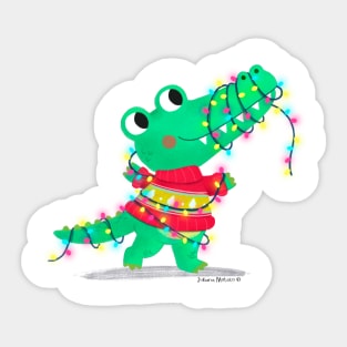 Crocodile celebrating Christmas Sticker